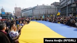 Marš solidarnosti održan 24. februara 2023. u Beogradu, na prvu godišnjicu ruske invazije na Ukrajinu.