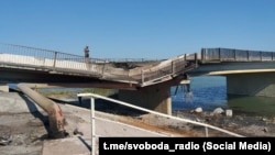 Генический мост, получивший повреждения 6 августа 2023 года