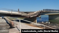 Генический мост, получивший повреждения 6 августа 2023 года