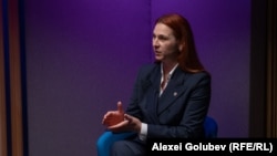 Ana Revenco, în timpul unui interviu pentru Europa Liberă