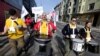 BOSNIA AND HERZEGOVINA -- LABOR DAY -- Bosnian workers protest during a Labor Day rally in Sarajevo, Bosnia and Herzegovina, 01 May 2023.