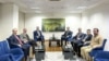 Kryeministri i Kosovës, Albin Kurti, i pret në takim liderët e katër partive shqiptare nga Maqedonia e Veriut, Prishtinë 30 janar 2024.