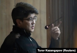 Bishimbaev appears in court in Astana on April 3.