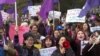 Kyrgyzstan - protesters demonstrate against domestic violence and for women's rights in Bishkek on International Women's Day - screen grab 