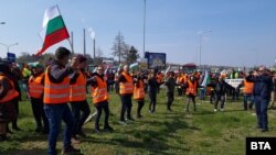 Протестът на българските зърнопроизводители при Русе.