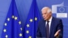 Josep Borrell egy külügyi tanácsülés utáni sajtótájékoztatón a szankciókról beszél