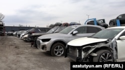 Armenia - Newly imported cars at a customs facility outside Gyumri, March 13, 2023.