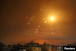 Прехванати от Iron Dome ракети, изстреляни от Ивицата Газа през май 2021 г.