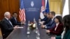 Novoizabrani ministar spoljnih poslova Srbije Marko Đurić sa ambasadorom Sjedinjenih Američkih Država Kristoferom Hilom u Beogradu, 9. maj 2024. 