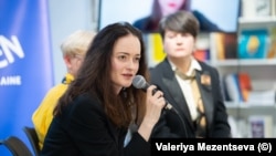Ольга Руденко під час дискусії в рамках премії імені Георгія Гонгадзе. Київ, 14 травня 2024 року