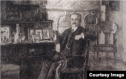 Князь Абамелек-Лазарев в своем кабинете. Рисунок неизвестного художника
