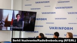 Обращение спикера Палаты представителей парламента Чехии Маркеты Пекаровой Адамовой к участникам пресс-конференции «Как спасти Владислава Есипенко и других крымских журналистов, заключенных Россией?» в Киеве.