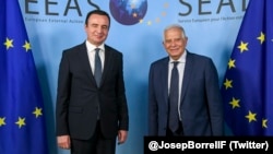 Kryeminsitri i Kosovës, Albin Kurti, dhe shefi i diplomacisë së BE-së, Josep Borrell. Bruksel, 22 qershor 2023.