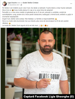 Ligia Gheorghe i-a făcut urări public lui Ștefan Godei, pe pagina sa de Facebook.