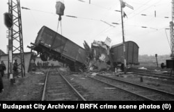 The aftermath of a train collision
