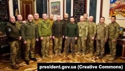 Президент Владимир Зеленский с участниками совещания по обновлению Вооруженных сил и Сил обороны Украины. Киев, 10 февраля 2024 года
