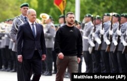 Predsjednik Ukrajine Volodimir Zelenski i njemački kancelar Olaf Scholz u Berlinu, 14. maj 2023.