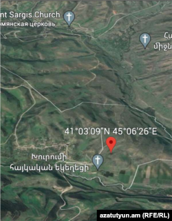Քարտեզը ցույց է տալիս ադրբեջանական դրոշի գտնվելու մոտավոր վայրը