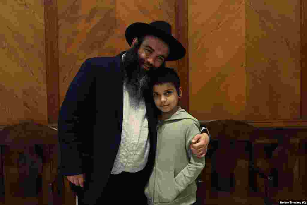 Ovadia Isakov poses with his son. The population of Jews in Daghestan today is around &quot;300-400 families,&quot; according to Ovadia Isakov, the chief rabbi of Derbent. Daghestan is home to a mostly Muslim population of around 3.2 million people.