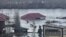 A house is washed away in the flooding in Kostanay City, Kazakhstan, on April 9.
