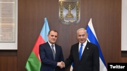 Israel - Israeli Prime Minister Benjamin Netanyahu meets Azerbaijani Foreign Minister Jeyhun Bayramov, March 29, 2023.