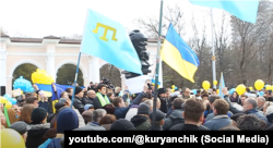 Митинг в парке Шевченко в Симферополе, 9 марта 2014 года