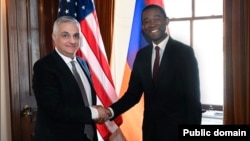 U.S. - U.S. Deputy Treasury Secretary Wally Adeyemo mees Armenian Deputy Prime Minister Mher Grigorian, Washington, April 11, 2023.