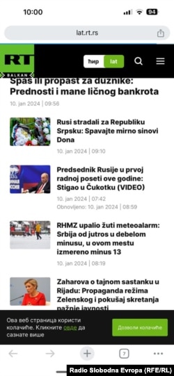 Russia Today na srpskom otvoreno u Briselu 29. januara 2024.