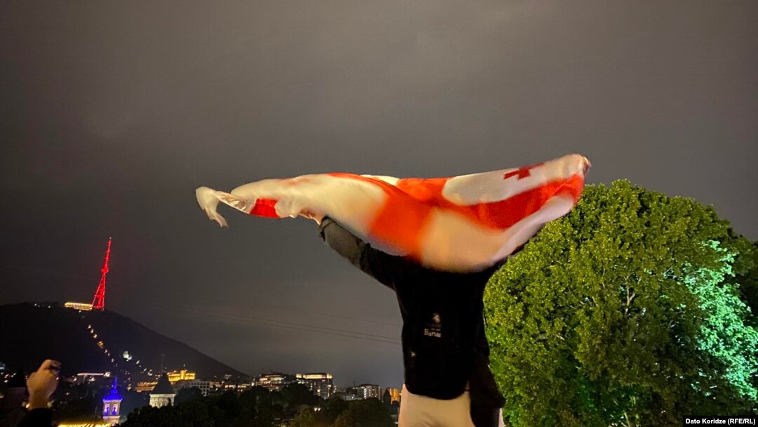 In front of an estimated 50,000 demonstrators assembled in central Tbilisi on May 11, poet Rati Amaghlobeli, one of the protest organizers, called on Georgians to come to the streets again on May 12.