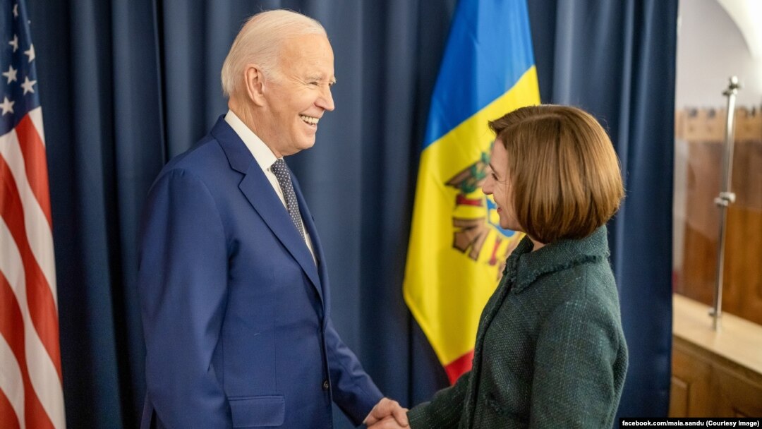 Președintele american Joe Biden și președinta R. Moldova, Maia Sandu. Varșovia, 21 februarie, 2023.