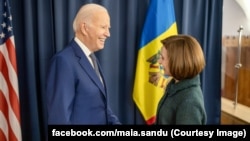 Președintele american Joe Biden și președinta R. Moldova, Maia Sandu. Varșovia, 21 februarie, 2023.