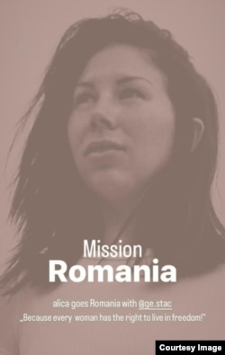 Pe contul de Instagram al organizației germane, Alica a pus un afiș prin care anunță campania sa pentru România
