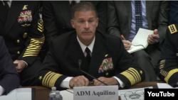 Aquilino admirális az amerikai képviselőház fegyveres erők bizottságának meghallgatásán 2024. március 20-án