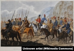 Яїцькі (уральські) козаки, малюнок кінця XVIII століття
