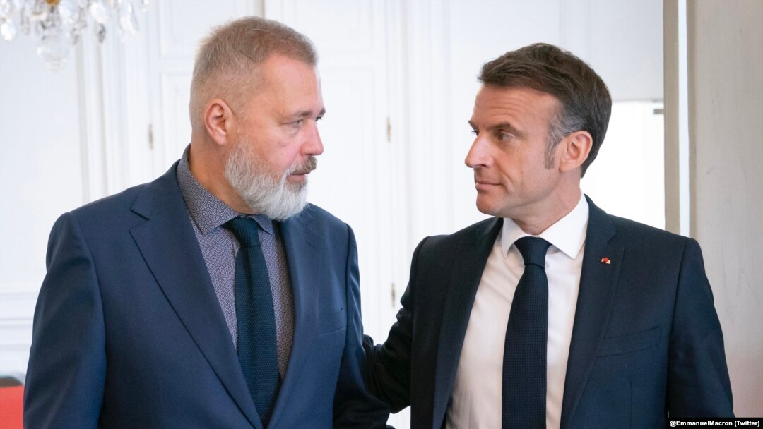 Дмитрий Муратов и Эммануэль Макрон, Париж, 19 апреля 2024 года (ФОТО: @EmmanuelMacron)
