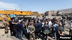 Armenia - Foreign diplomats visit a construction site in the border village of Yeraskh, June 15, 2023.