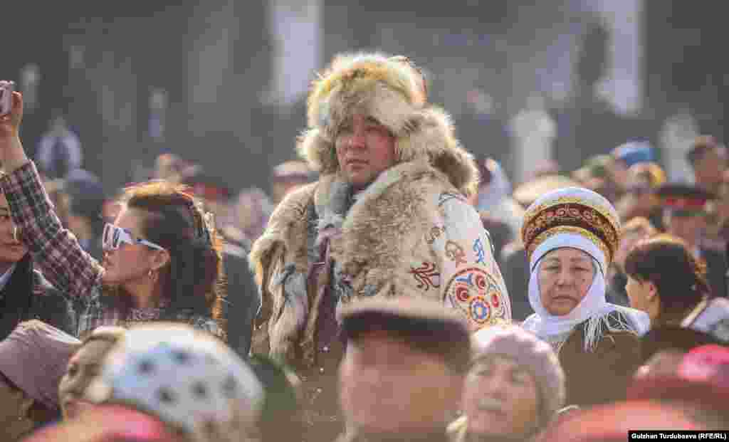 Fans watch the horsemen during their kok-boru tournament in Bishkek.