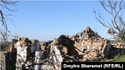 Разбитое село Андреевка в Херсонской области , апрель 2023 года