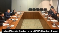 Predsjednik bh. entiteta Republika Srpska Milorad Dodik razgovarao je sa sekretarom Savjeta bezbjednosti Ruske Federacije Nikolajem Patruševim, Sankt Peterburg, 23. april 2024. godine