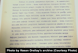 Азаттық радиосының 1967 жылғы 21 қарашадағы хабарының жазбасы. Онда Мағжан Жұмабаев туралы да айтылған. Хасен Оралтайдың жеке қорынан алынды.