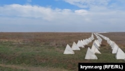 Линия укреплений на Ак-Монайском перешейке в Крыму, март 2023 года