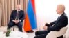 Armenian Prime Minister Nikol Pashinian (lft) made his remarks in an interview with CNN Prima News in Prague. 