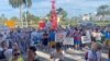 Протести организирани од невладината организација во Мајами против руската воена инвазија врз Украина
