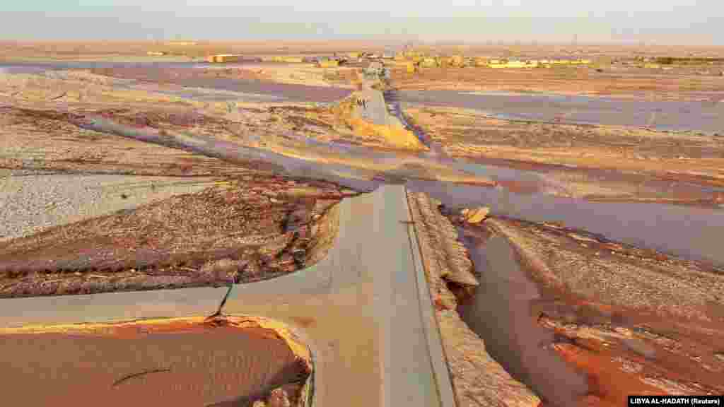 Pamje e një zone të përmbytur pasi stuhia e fuqishme, Daniel, dhe reshjet e dendura të shiut goditën Libinë, 11 shtator 2023.