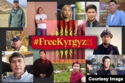 An online meme by foreign journalists demanding the release of the 11 Kyrgyz journalists still being charged.