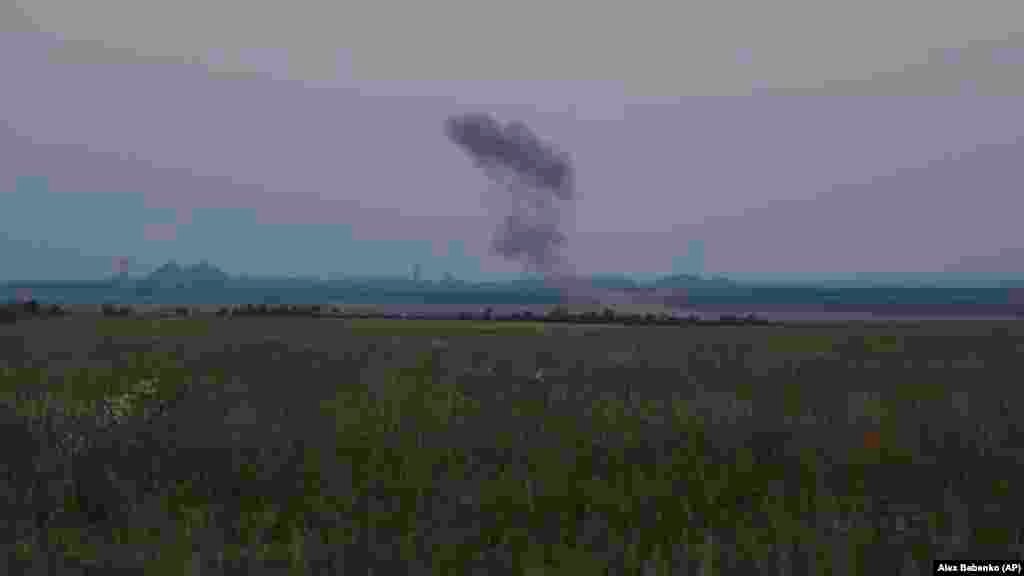 Smoke from Russian shelling is seen near the front close to Bakhmut. Russian forces had gone on the offensive along sections of the eastern front, Malyar said. &quot;We are moving forward in the Bakhmut area, while the enemy is continuing to attack in the direction of Lyman, Avdiyivka, and Maryinka,&quot; she said