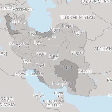 Mazandaran, Kerman, West Azarbaijan, Bushehr Map