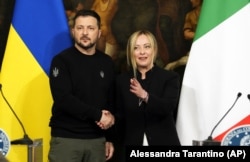 Президент України Володимир Зеленський і прем’єр-міністр Італії Джорджа Мелоні. Рим, 13 травня 2023 року