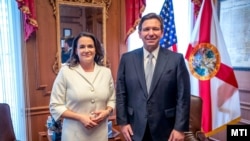 Novák Katalin köztársasági elnök és Ron DeSantis, Florida állam kormányzójának találkozója Tallahassee-ban 2023. március 7-én