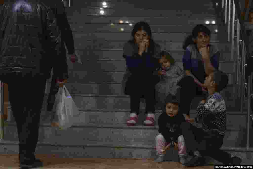 Armenian refugees&nbsp;gather at a Red Cross registration center in Goris. Blinken also told Aliyev that there must be unhindered humanitarian access to Nagorno-Karabakh. &nbsp;